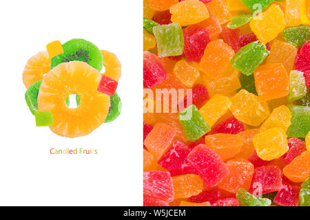 Creative layout made of colorful candied fruits Stock Photo