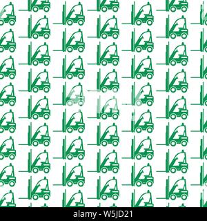 Pattern background Forklift truck icon Stock Vector