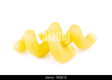 raw Cellentani pasta isolated on white background Stock Photo