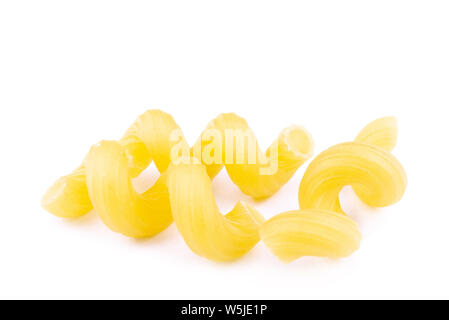 raw Cellentani pasta isolated on white background Stock Photo