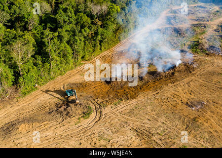 Drone view of illegal deforestation in the Amazon rainforest Stock ...