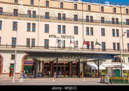 Russia, Moscow- July 27 2019: Hotel Metropol in the center Stock Photo