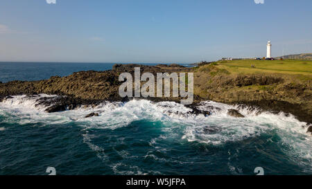 A view from Kiama Blow Hole Point on the south coast of New South Wales, Australia. In aboriginal the word Kiama means ‘where the ocean makes noise’. Stock Photo