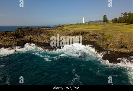 A view from Kiama Blow Hole Point on the south coast of New South Wales, Australia. In aboriginal the word Kiama means ‘where the ocean makes noise’. Stock Photo