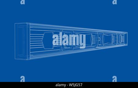 Outline building level. Vector rendering of 3d. Wire-frame style. The layers of visible and invisible lines are separated Stock Vector