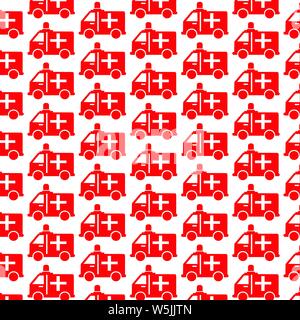 Pattern background ambulance car icon Stock Vector