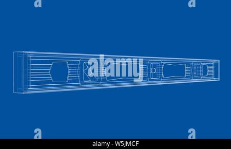 Outline building level. Vector rendering of 3d. Wire-frame style. The layers of visible and invisible lines are separated Stock Vector