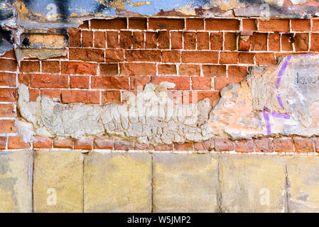 Old Brick Wall Texture background image. Grunge Red Stone wall Stock Photo