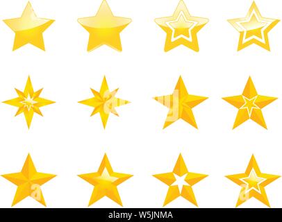 Set of vector golden stars Stock Vector