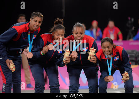 Lima, Peru. 29th July, 2019. Dominican Republic team receives Silver Medal in Women's Basketball 3X3. Pan American Games of Lima 2019. Lima. PE. Credit: Reinaldo Reginato/FotoArena/Alamy Live News Stock Photo