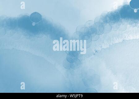 deep blue hand drawn watercolor liquid bubble background pattern with gradients and V-shaped circle elements Stock Photo