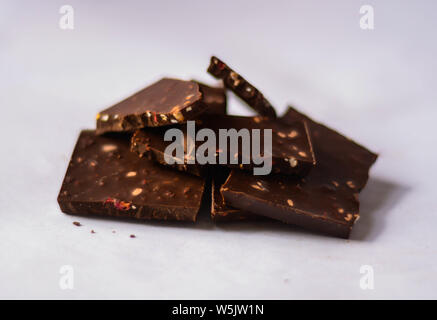 Broken home made chocolate bars Stock Photo
