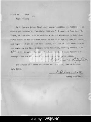 Affidavit From The Case Of United States V Daniel Benton Alias William Newby Stock Photo Alamy