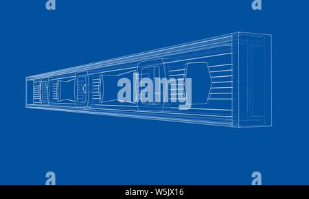 Outline building level. Vector rendering of 3d. Wire-frame style. The layers of visible and invisible lines are separated Stock Vector