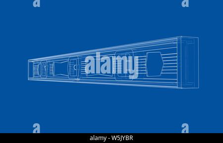 Outline building level. Vector rendering of 3d. Wire-frame style. The layers of visible and invisible lines are separated Stock Vector