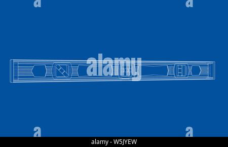 Outline building level. Vector rendering of 3d. Wire-frame style. The layers of visible and invisible lines are separated Stock Vector