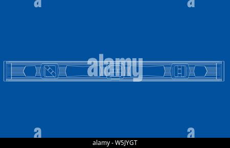 Outline building level. Vector rendering of 3d. Wire-frame style. The layers of visible and invisible lines are separated Stock Vector