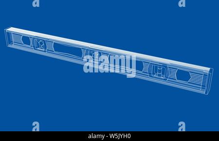 Outline building level. Vector rendering of 3d. Wire-frame style. The layers of visible and invisible lines are separated Stock Vector