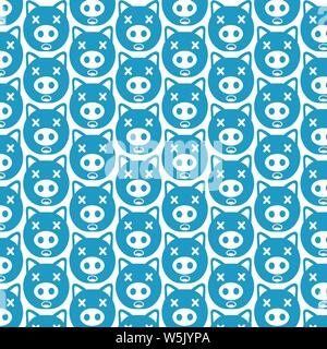 Pattern background Cute pig emotion Icon Stock Vector