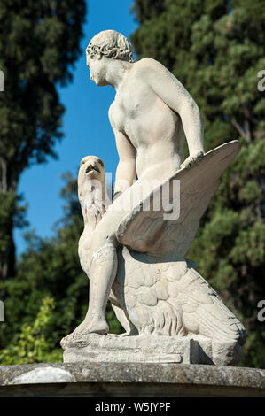 Florence, ITALY - July 18, 2017: “Ganimede sull’aquila” is a sculpture created by Battista Lorenzi in the second half of the sixteenth century. Stock Photo