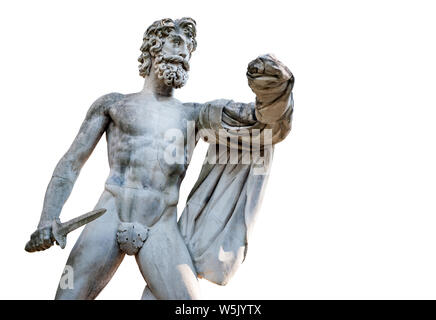 Florence,  ITALY - July 18, 2017: The Greek Tyrantcidal statue, is a copy of the statue of Aristogitone (447 b.C.) by Kritios and Nesiotes. Stock Photo