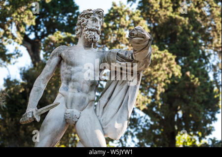 Florence,  ITALY - July 18, 2017: The Greek Tyrantcidal statue, is a copy of the statue of Aristogitone (447 b.C.) by Kritios and Nesiotes. Stock Photo