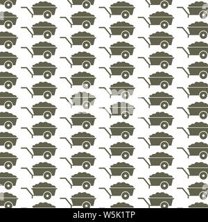 Pattern background Wheelbarrow cart icon Stock Vector