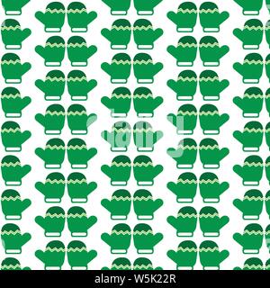 Pattern background Christmas mitten icon Stock Vector