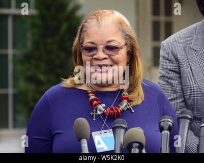 Washington DC, USA. 29th July 2019. Alveda King speaks to the media after meeting with United States President Donald J. Trump at the White House in Washington, DC on Monday, July 29, 2019 Credit: Ron Sachs/CNP/ZUMA Wire/Alamy Live News Stock Photo