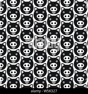 Pattern background Cute pig emotion Icon Stock Vector