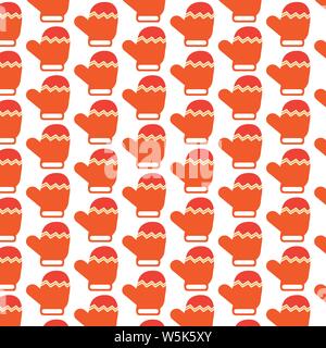 Pattern background Christmas mitten icon Stock Vector