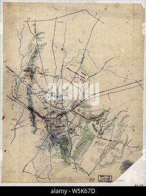 088  Sketch of the battlefield of Gettysburg July 1st and 2nd 1863 Rebuild and Repair Stock Photo
