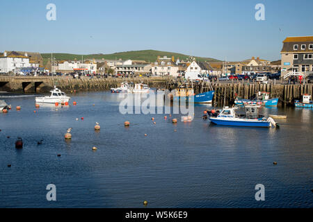 Bridport, Dorset, England, March 2019, a view of boats in the harbour Stock Photo