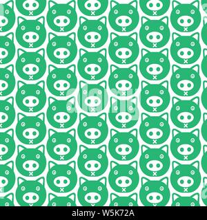 Pattern background Cute pig emotion Icon Stock Vector