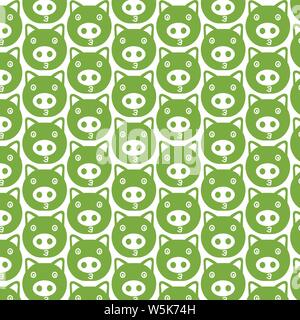 Pattern background Cute pig emotion Icon Stock Vector
