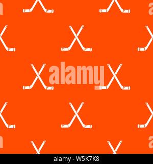 Two crossed hockey sticks pattern vector orange Stock Vector