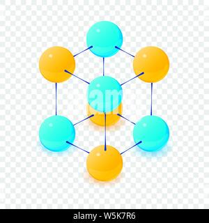Multicenter molecule icon, isometric 3d style Stock Vector