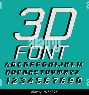 3D font letters and numbers Stock Vector
