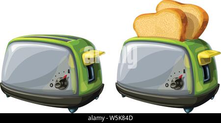 steel toasters on white background Stock Vector