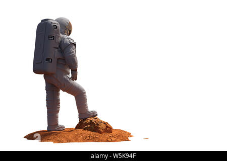 astronaut on planet Mars, isolated on white background Stock Photo