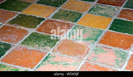 Victorian floor tiles in various colours shot for use as a background Stock Photo