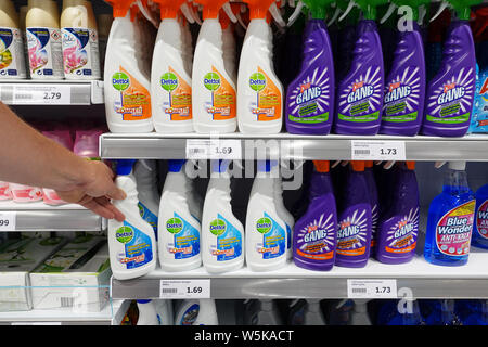 View on Cillit Bang All Purpose Bath Cleaner Detergent Bottles in Shelf of  German Supermarket Editorial Photo - Image of market, bath: 193464436