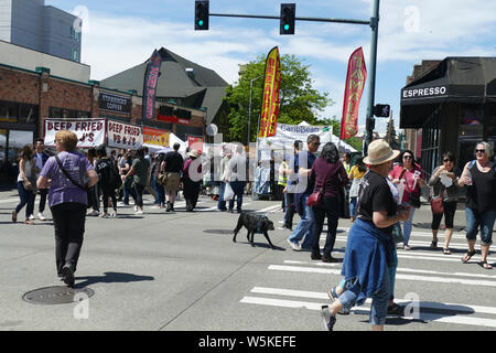 SEATTLE - MAY 18, 2019 - Crowd at the  the 50th Annual University District Street Fair (oldest in the country),Seattle, Washington Stock Photo