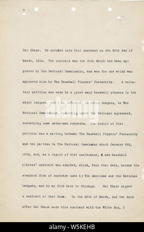 Charles Comiskey Affidavit, 01/14/1915 - 01/14/1915; Note that the original TIFF file could not be located for page 1, so it has been supplied as a smaller JPG.  Scope and content:  This item is an affidavit of Charles Comiskey, owner of the Chicago White Sox.  The affidavit is a history of his career in baseball, starting with his playing days and continuing through his ownership of the White Sox.  He details his contractual actions with specific players who were involved in the suit for signing contracts with multiple teams.  The affidavit includes the name of the court, case number and titl Stock Photo