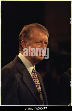 Close up of Jimmy Carter at a press conference Stock Photo