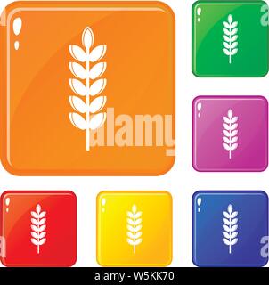 Big grain spike icons set vector color Stock Vector