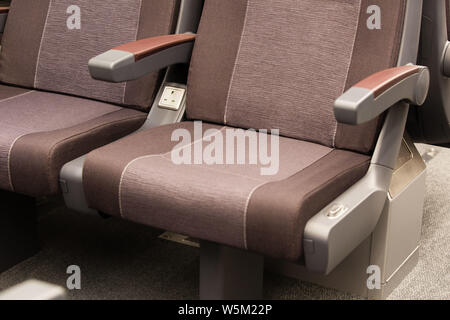 First class train carriage seats Stock Photo