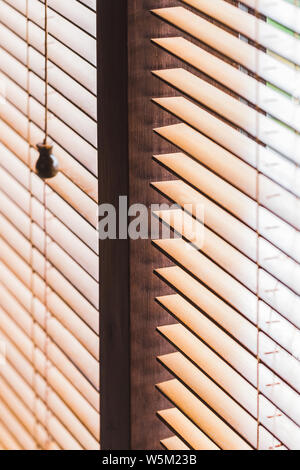 Wooden jalousie closeup. Eco style and concept Stock Photo