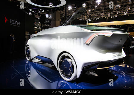 An Icona Nucleus self-driving electric concept vehicle is displayed during the 18th Shanghai International Automobile Industry Exhibition, also known Stock Photo