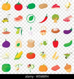 Garlic icons set, isometric style Stock Vector